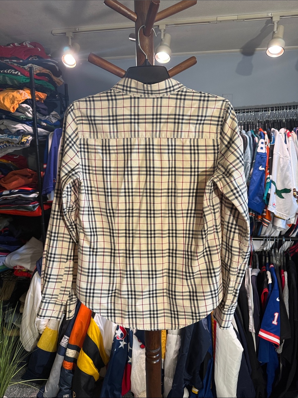 Burberry Classic Beige Plaid Button-Up Shirt - Picture 4 of 5